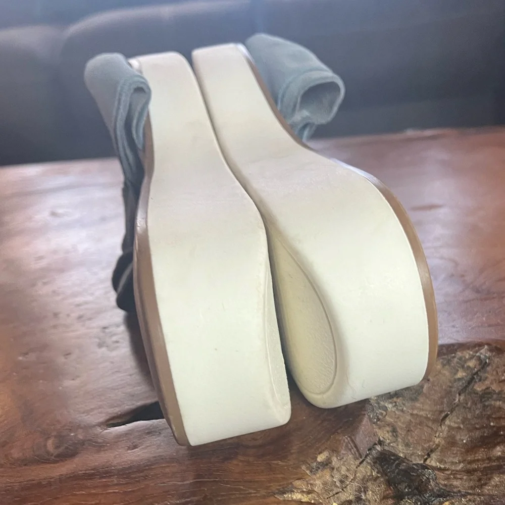 Anthropologie Seychelles Coast Slides Blue Suede Slip-On Sandals Women’s 7.5